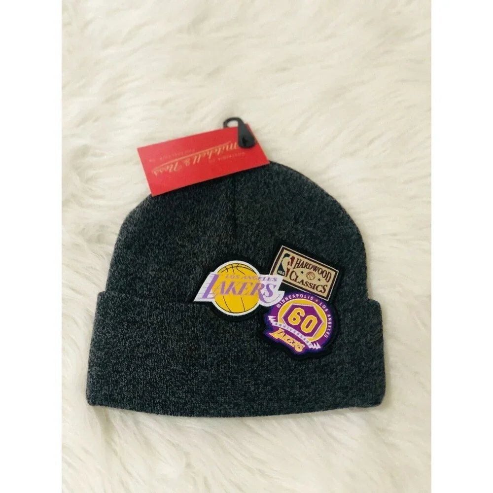 Mitchell & Ness Los Angeles‎ Lakers NBA 60th Anniversary Cuffed Beanie Hat Gray
